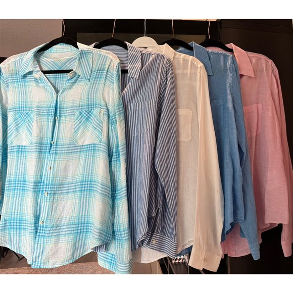 Lilly Pulitzer Sea View Linen Button Down Top - Bundle 5 shirts - Size: L - Picture 1 of 16